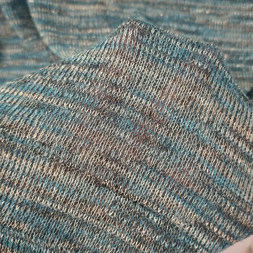 89th & Madison Blue Cowl Neck Lightweight Sweater with 3/4 Sleeves (#16) - Picture 3 of 7